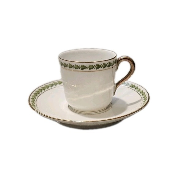 Tressemanes & Vogt Other - Antique Tressemanes & Vogt Ramekin Cup and Saucer Set Green Laurel China